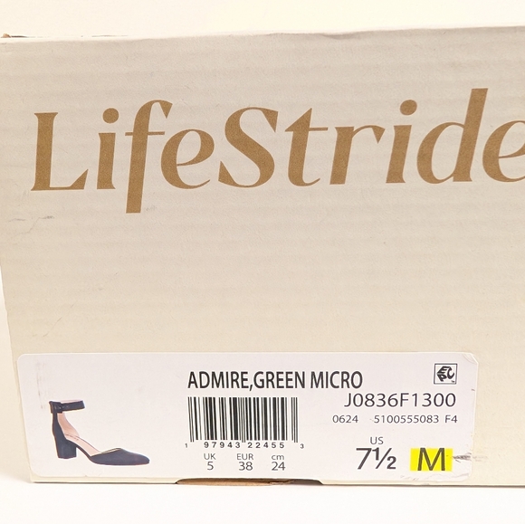 Life Stride Admire Forest Green Suede Ankle Strap Block Heel Pumps - Picture 15 of 16